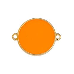 BeadsBalzar Beads & Crafts (GQL7456F) GOLD / ORANGE FLOURESANT (GQL7456X) Circle wireframe Vitraux 19mm with 2 rings (2 PCS)