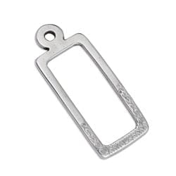 BeadsBalzar Beads & Crafts (GQR6806B) SILVER ANTIQUE (GQR6806X) Rectangular flat motif with relief pattern pendant 12x30mm (2 PCS)