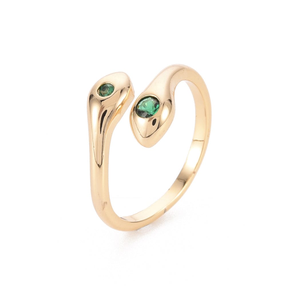GQR7966G Brass Micro Pave Cubic Zirconia Ring Snake Green 17.9mm BeadsBalzar Beads Crafts