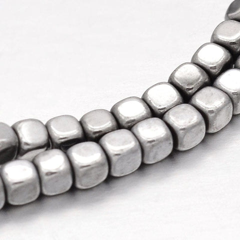 BeadsBalzar Beads & Crafts (HB5106) Hematite Beads Strands, Silver Plated 3MM