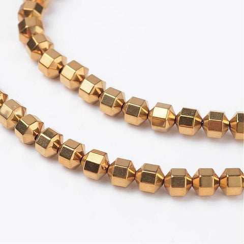 BeadsBalzar Beads & Crafts (HB5305B) Synthetic Hematite Beads, Golden Plated S 4mm