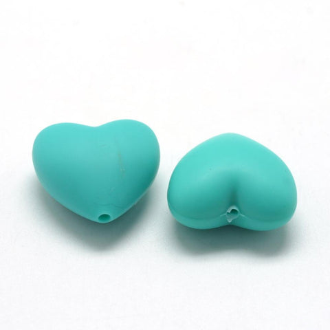 BeadsBalzar Beads & Crafts (HB7405-06) Silcon Heart, Dark Turquoise 20mm (2 pcs)