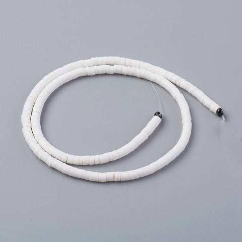 BeadsBalzar Beads & Crafts (HE6764F) Environmental Handmade Polymer Clay Heishi , White 4mm