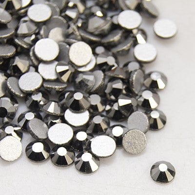 BeadsBalzar Beads & Crafts HEMATITE (FB-SS16-566) (FB-SS16-X) Glass Flat Back Rhinestone, Grade A, Back Plated, 3.8~4mm (5 GMS)