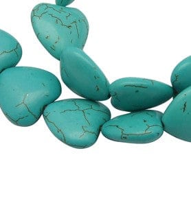 BeadsBalzar Beads & Crafts (HH7407A) Synthetic Howlite Beads, Dyed, Heart, Turquoise 25mm (4 PCS)