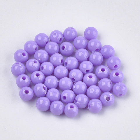 BeadsBalzar Beads & Crafts LILAC (AB7601-624) (AB7601-X) Opaque Plastic Beads, Round, 6mm (15 GMS)