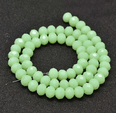 BeadsBalzar Beads & Crafts LT. GREEN (BE7862-09) (BE7862-X) Glass Beads Strands, Faceted Rondelle , 8x6mm (1 STR)