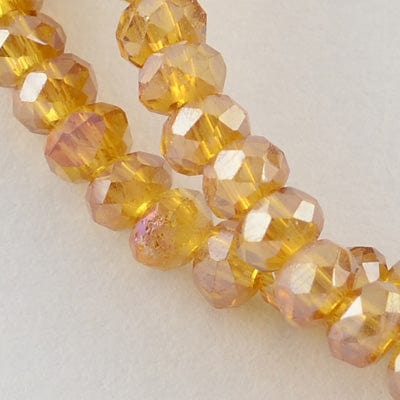 BeadsBalzar Beads & Crafts ORANGE (BE7737-25) (BE7737-31) Electroplate Glass Beads , AB Color Plated, Faceted Rondelle, 3x2mm