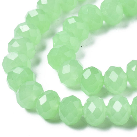 BeadsBalzar Beads & Crafts PALE GREEN (BE7618-D08) (BE7618-X) Glass Beads Strands, Imitation Jade, Faceted, Rondelle, Clear 8x6mm