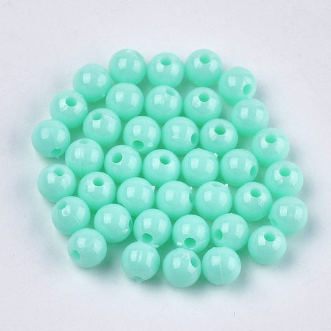 BeadsBalzar Beads & Crafts PALE TURQUOISE (AB7601-618) (AB7601-X) Opaque Plastic Beads, Round, 6mm (15 GMS)