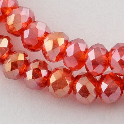 BeadsBalzar Beads & Crafts RED (BE7737-03) (BE7737-X) Electroplate Glass Beads , AB Color Plated, Faceted Rondelle, 3x2mm