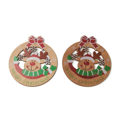 BeadsBalzar Beads & Crafts REINDEER (WB7788-17) (WB7788-X) Natural Wood Big Pendants, for Christmas 9-12CM (4 PCS)