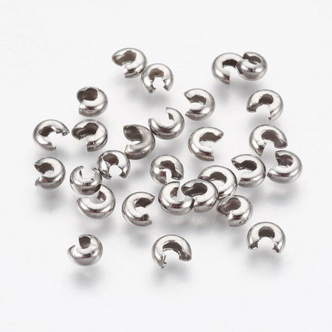 12 Packs: 150 ct. (1,800 total) 9mm Silver Clam Shell Crimp Bead Covers by  Bead Landing™