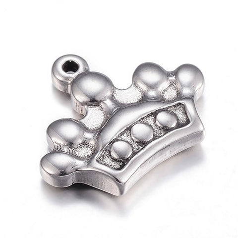 BeadsBalzar Beads & Crafts (SC6038) 304 Stainless Steel Pendants, Crown, Antique Silver Size: about 16.5mm (3 PCS)