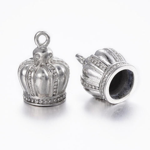 BeadsBalzar Beads & Crafts (SC6051) 304 StaInless Steel Pendant Rhinestone Settings, Crown, about 14mm in diameter, 20mm long,