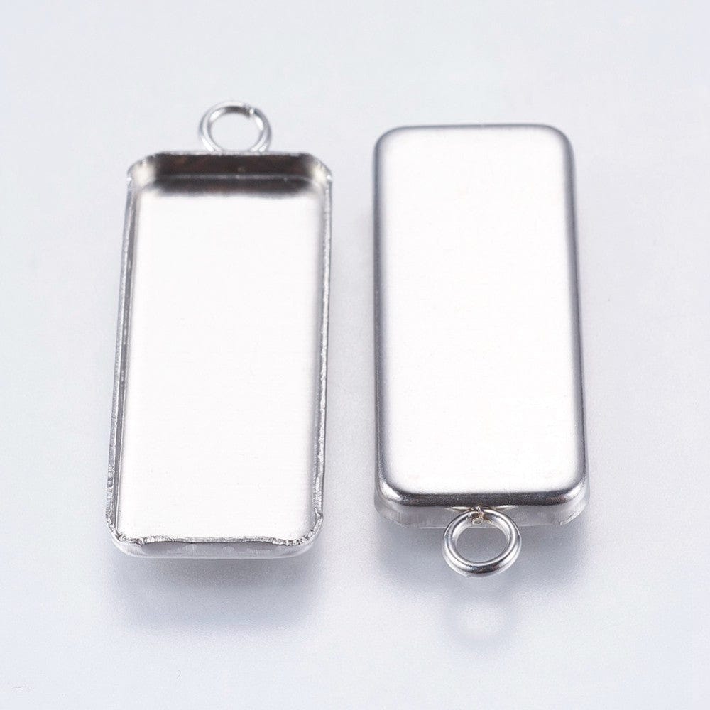 SC7180A 304 Stainless Steel Pendant Cabochon Settings 11x30mm 5 PC BeadsBalzar Beads Crafts