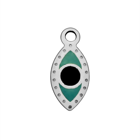 BeadsBalzar Beads & Crafts (SE5263) 304 Stainless Steel Enamel Charms, Eye, Teal 13MM (3 PCS)