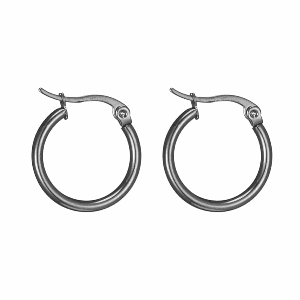 304 Stainless Steel Hoop Earrings Gunmetal Size about 19 21mm in diameter 2mm thick pin 0.7x1mm BeadsBalzar Beads Crafts