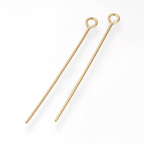 BeadsBalzar Beads & Crafts (SE6927A) 304 Stainless Steel Eye Pin, Golden 40X0.7MM (40 PCS)