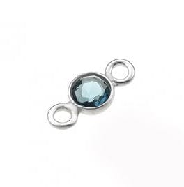 BeadsBalzar Beads & Crafts SILVER 925 (925-L119-S) (925-L119-X) SILVER 925 4MM SET LONDON BLUE TOPAZ BRIOLETTES 2 RINGS (1 PC)