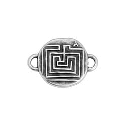 BeadsBalzar Beads & Crafts SILVER ANTIQUE (GQL8711-SA) (GQF8711-G) Alloy Round motif with maze with 2 rings 14x20mm (2 PCS)