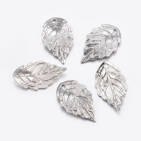 BeadsBalzar Beads & Crafts (SL5325) 304 Stainless Steel Pendants, Leaf, 304 Stainless Steel 17MM (8 PCS)