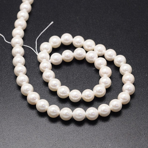 BeadsBalzar Beads & Crafts (SP5209) Dyed Freshwater Round Shell Pearl Beads Strands, White Size: about 16mm