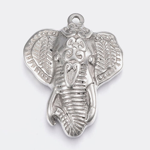 BeadsBalzar Beads & Crafts (SP5577) 304 Stainless Steel Pendants, Elephant, Stainless Steel 38MM (1 PC)