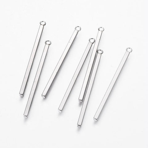 BeadsBalzar Beads & Crafts (SP6431A) 304 Stainless Steel Pendants, Bar, 3mm wide, 43mm  (4 PCS)