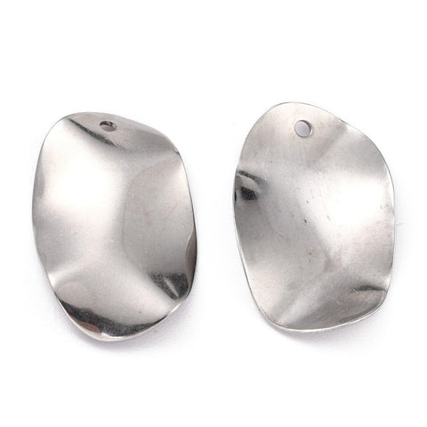 BeadsBalzar Beads & Crafts (SP8019-05P) 304 Stainless Steel Pendants, Oval, 15x25mm (4 PCS)