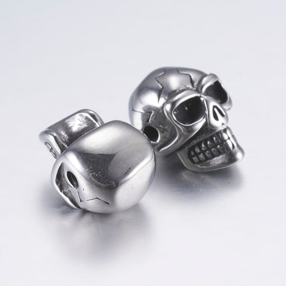 304 Stainless Steel Beads Skull Antique Silver Size about 9.5mm wide 14mm long 9mm thick hole 2mm. BeadsBalzar Beads Crafts