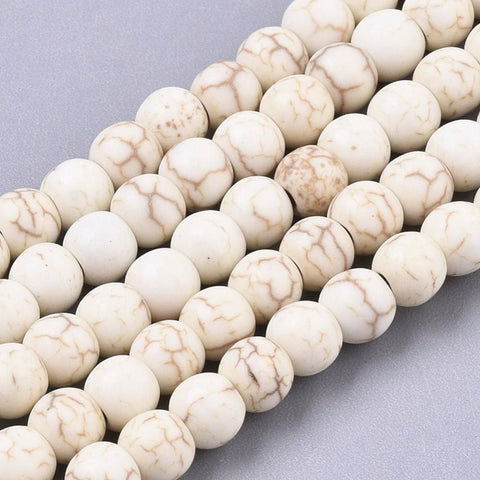 BeadsBalzar Beads & Crafts (TB7698-1) Gemstone Beads, Synthetical Turquoise, Round, White 4mm